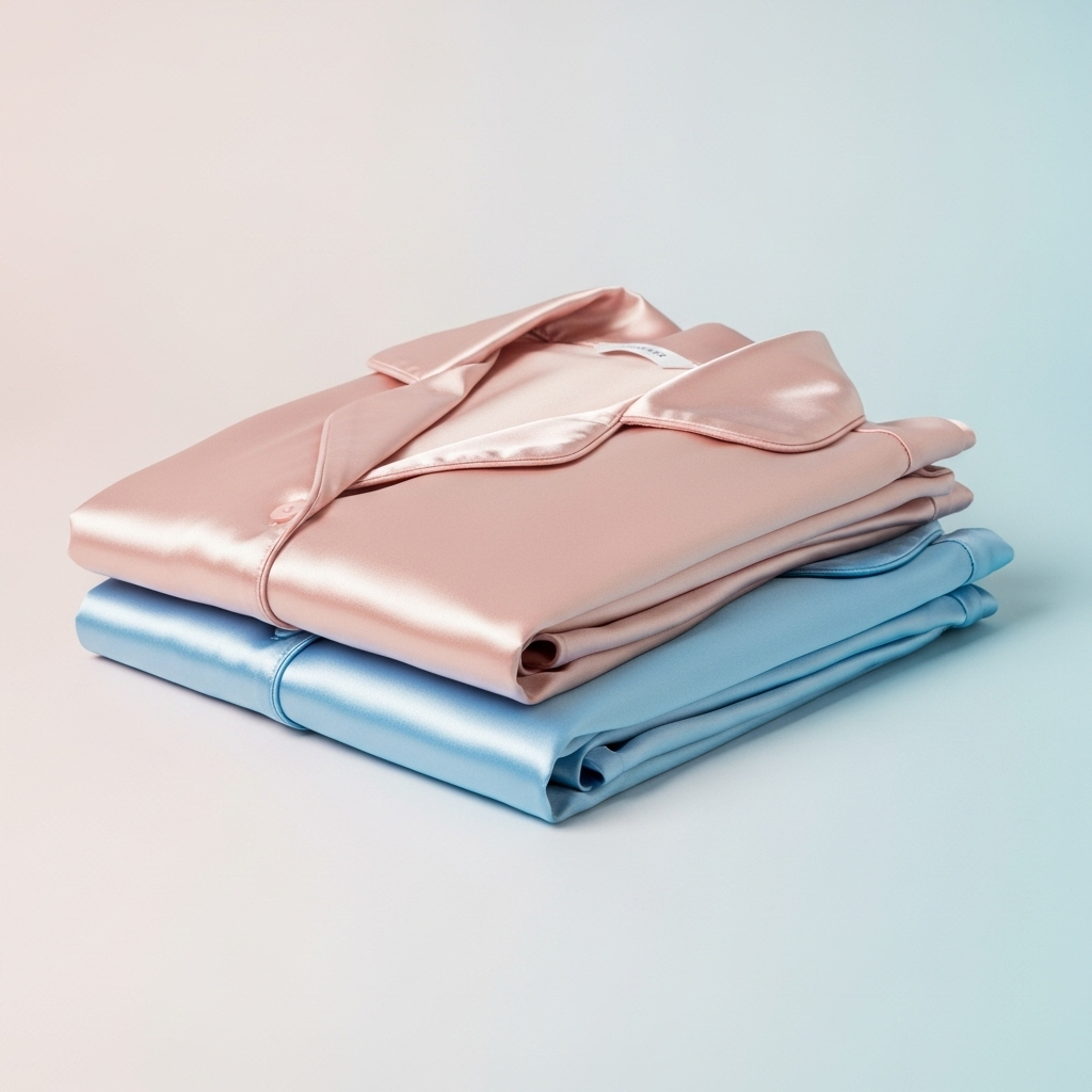 Pijama de pantalón y blusa en satín