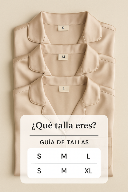 Pijama de pantalón y blusa en satín